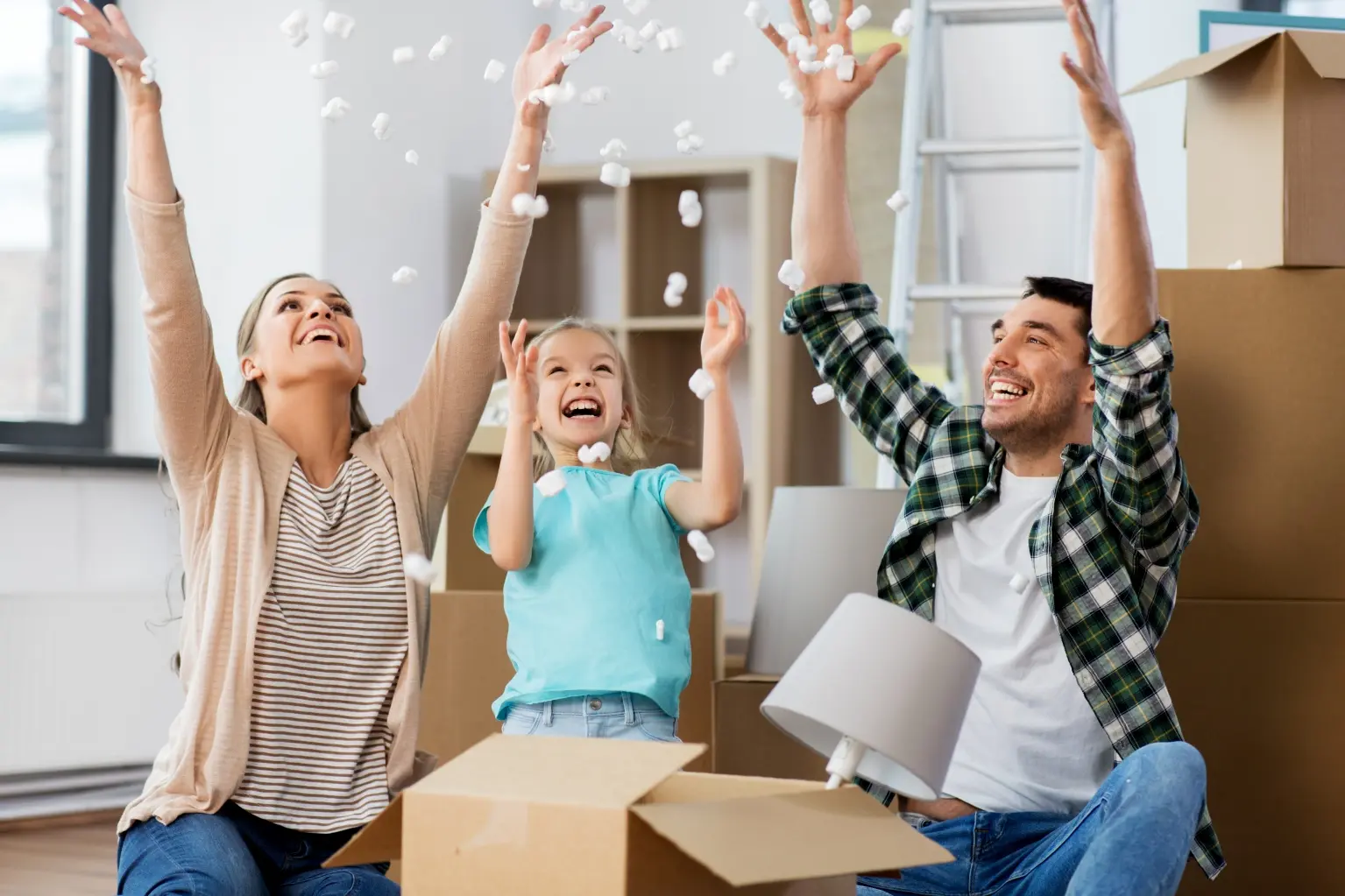 Family celebrating new home